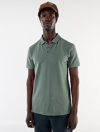 Polo em jersey com gola abotoada