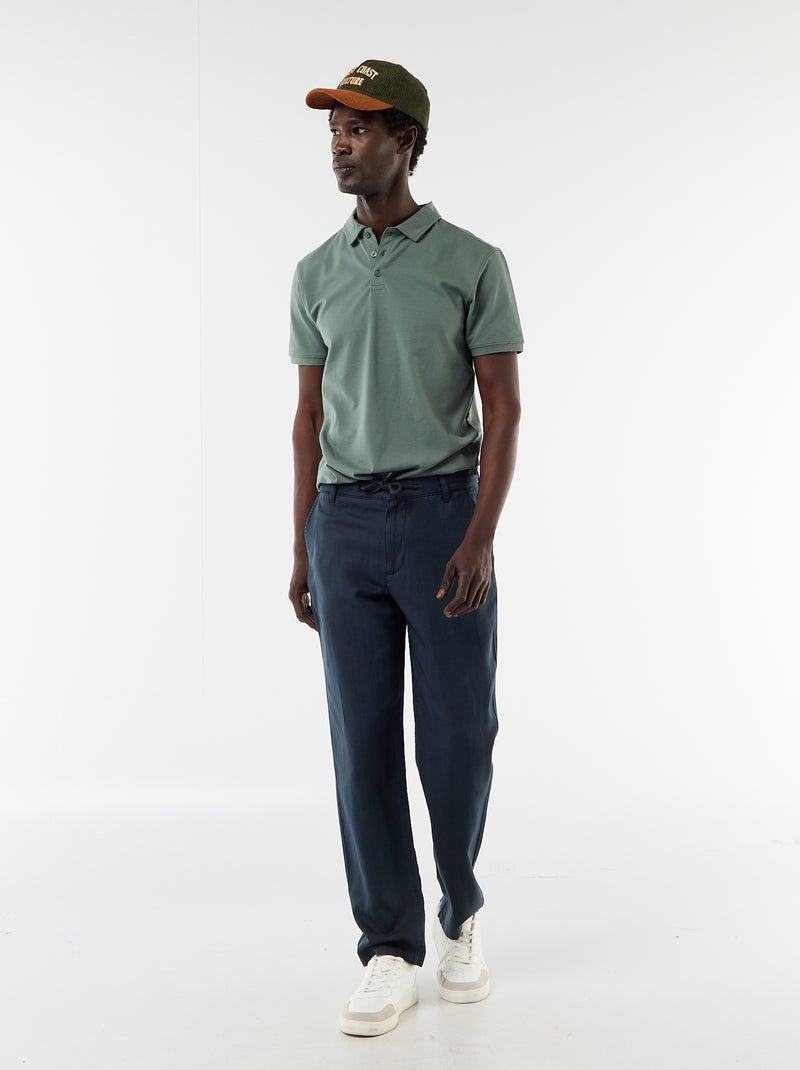 Polo em jersey com gola abotoada Verde - Kiabi