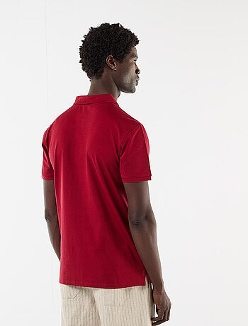 Polo em jersey com gola abotoada