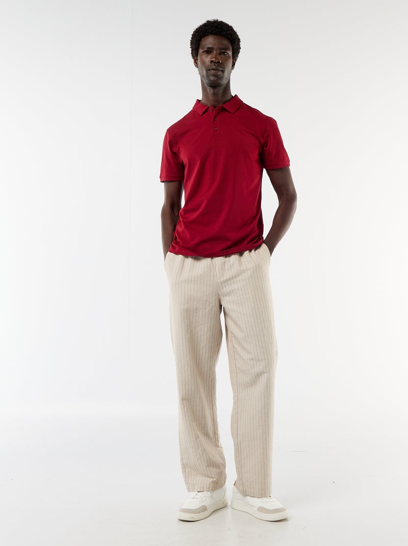 Polo em jersey com gola abotoada Vermelho - Kiabi