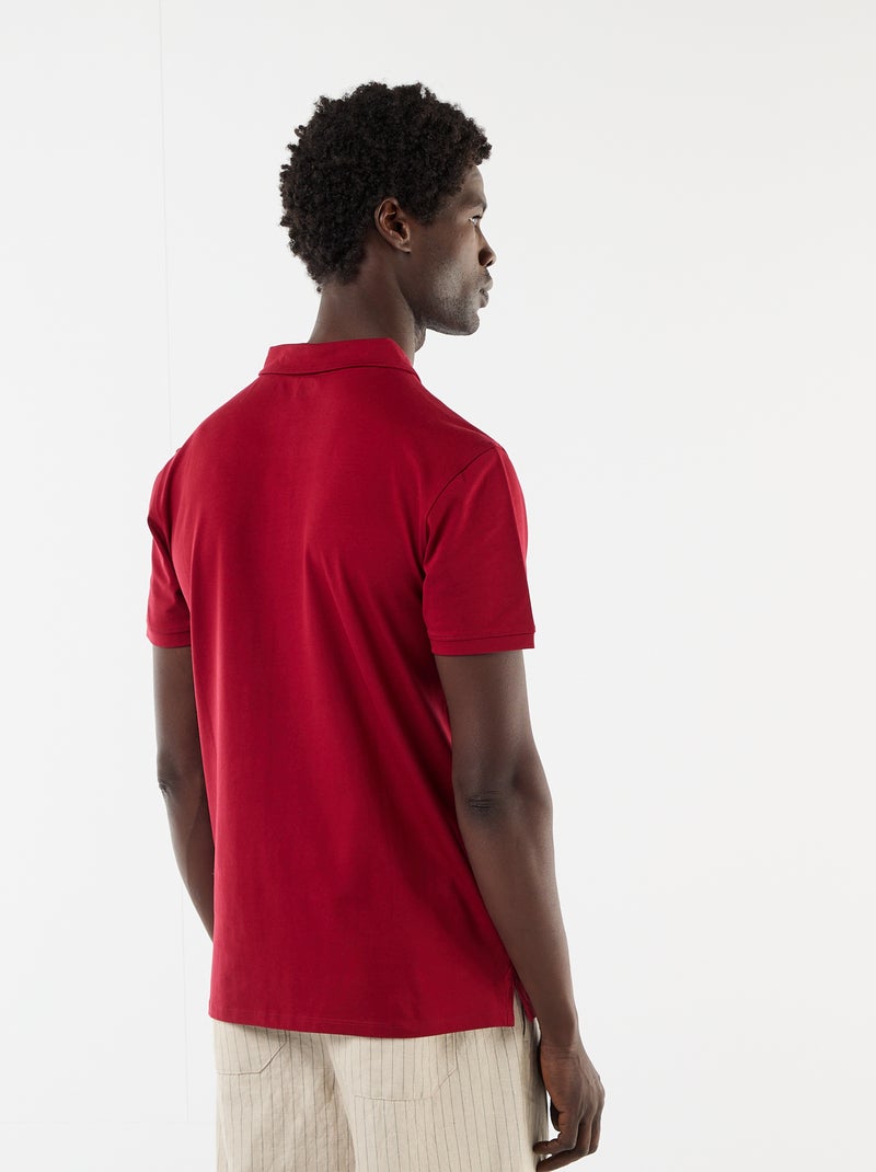 Polo em jersey com gola abotoada Vermelho - Kiabi
