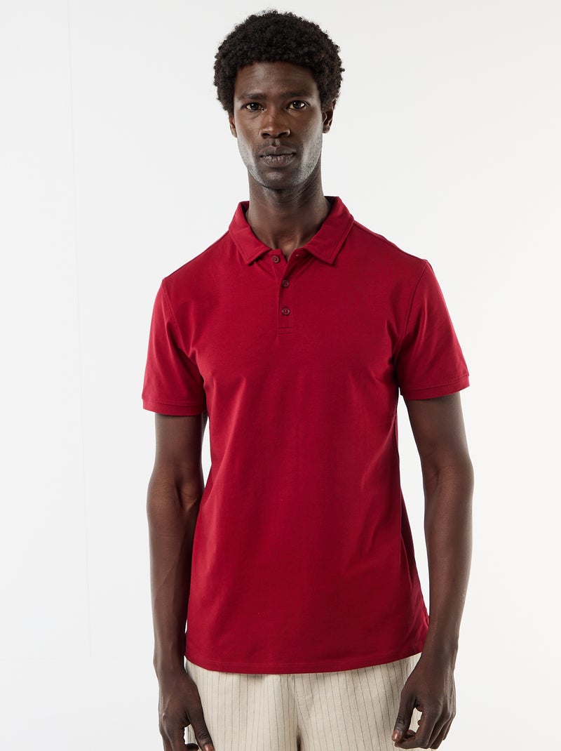 Polo em jersey com gola abotoada Vermelho - Kiabi