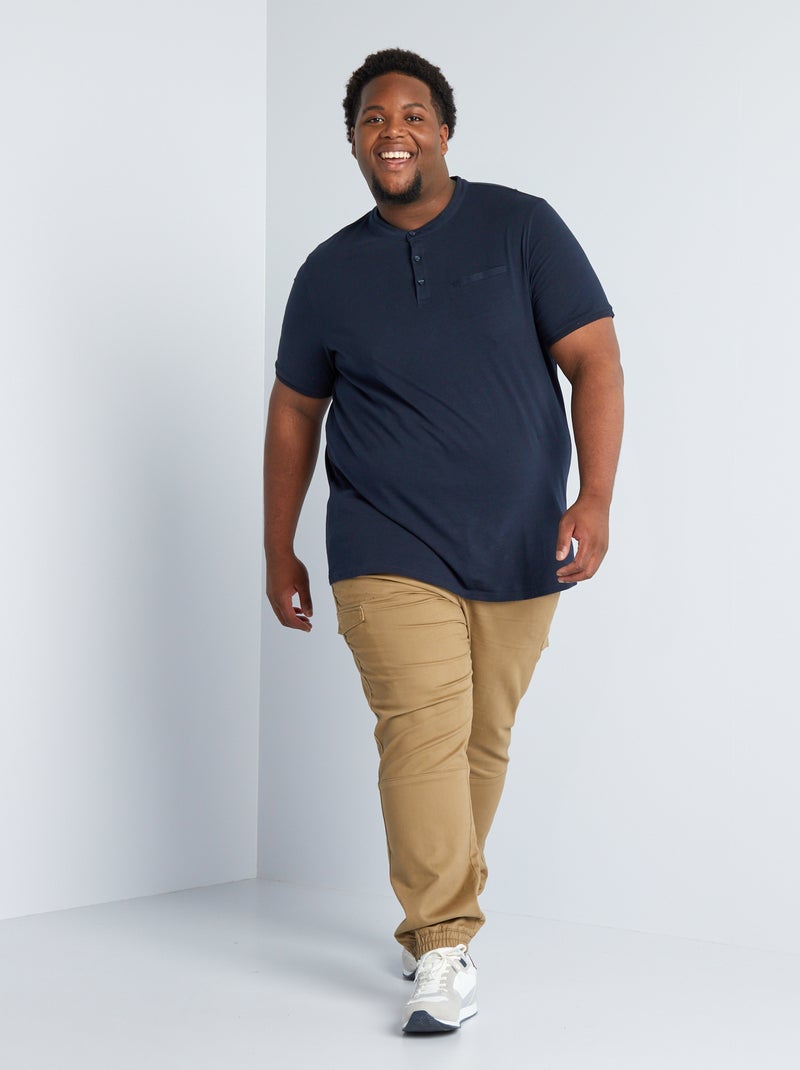 Polo em jersey com gola mao AZUL - Kiabi