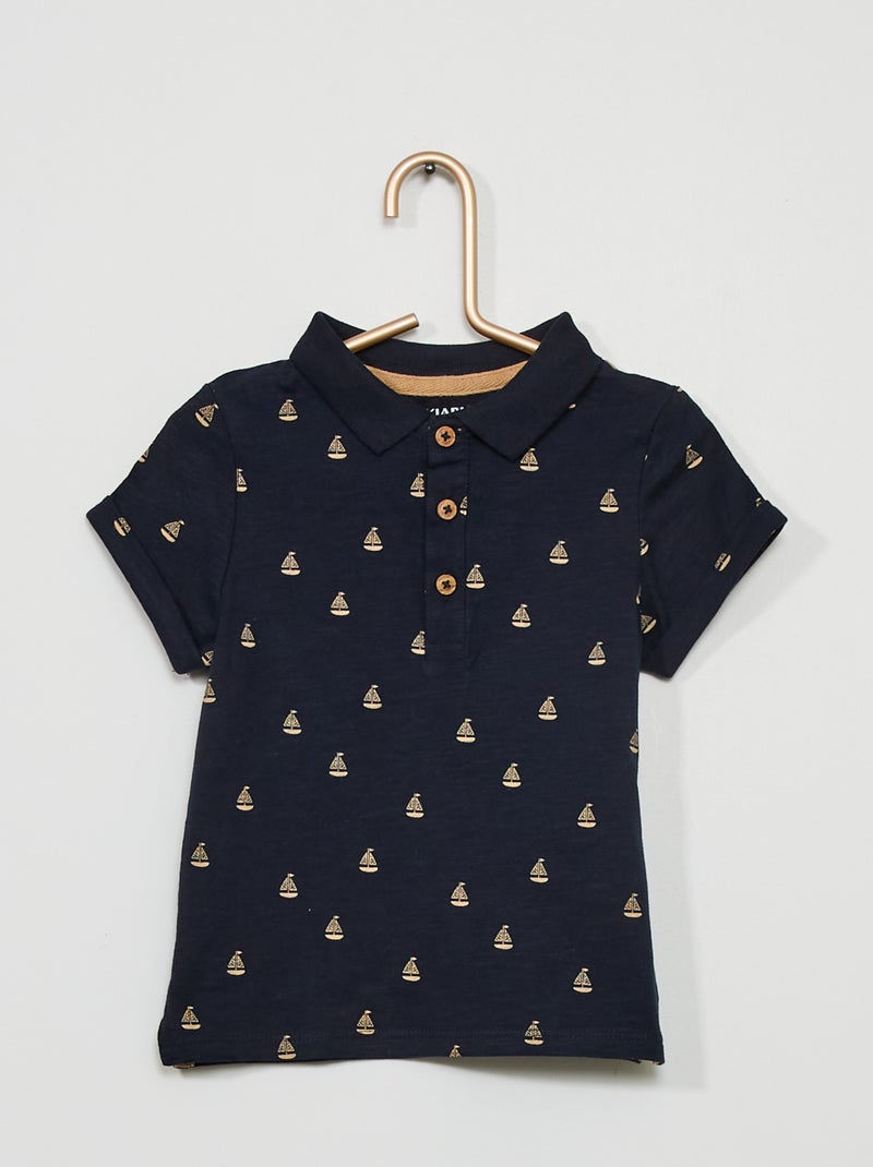 Polo em jersey com motivo AZUL - Kiabi