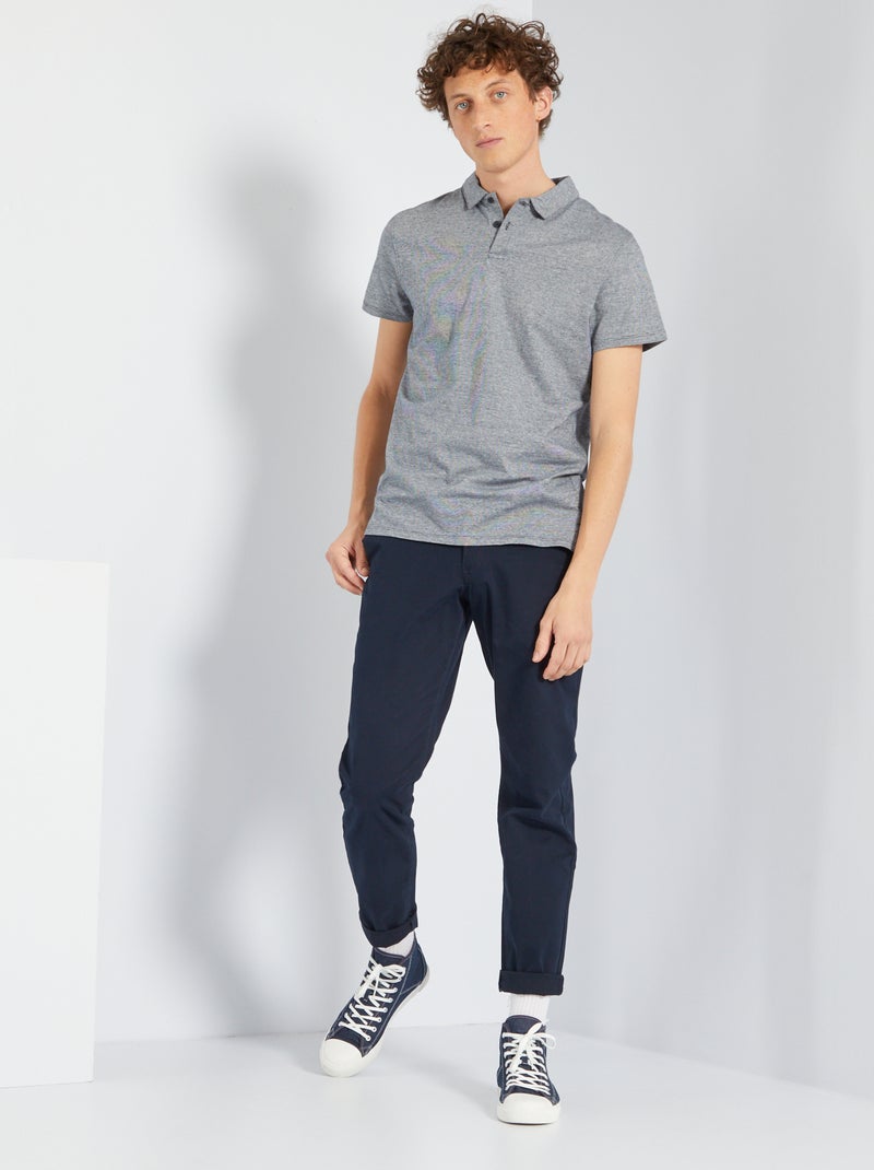Polo em jersey com riscas finas Azul Marinho - Kiabi