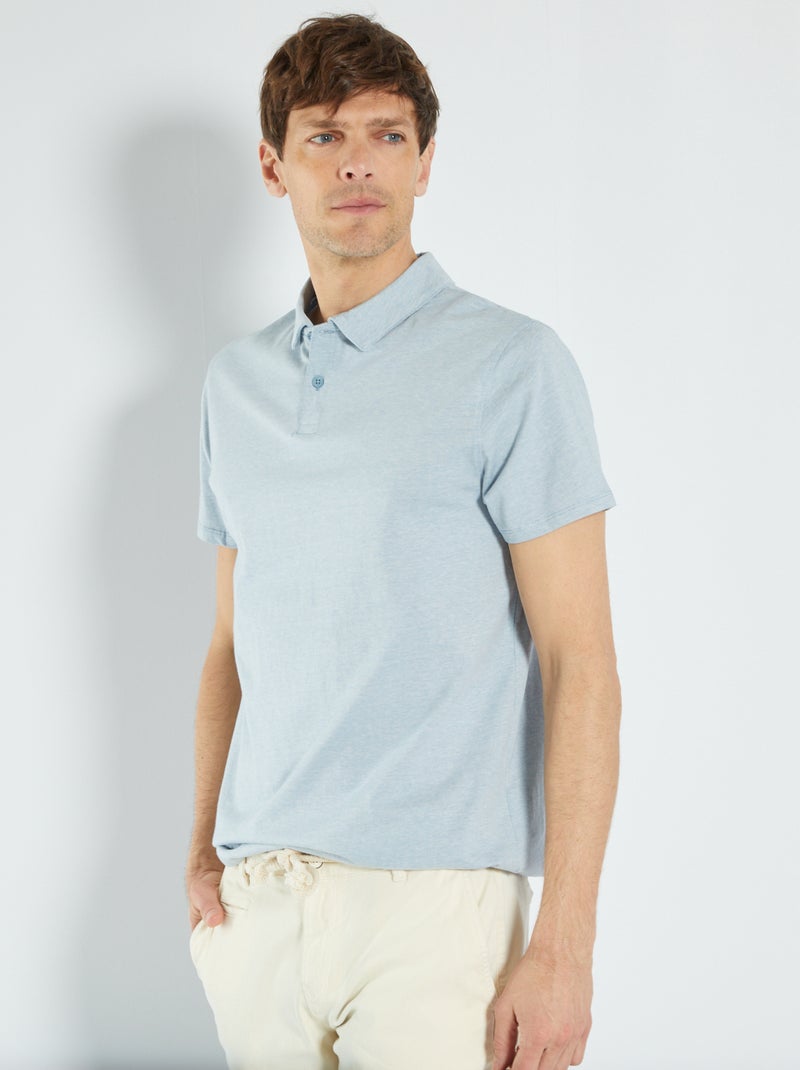 Polo em jersey com riscas finas AZUL - Kiabi