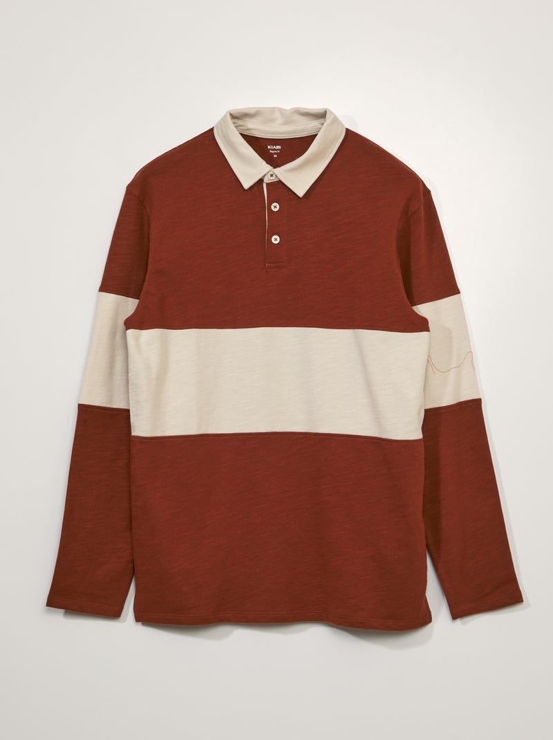Polo em jersey de manga comprida +1,90 m MARROM - Kiabi