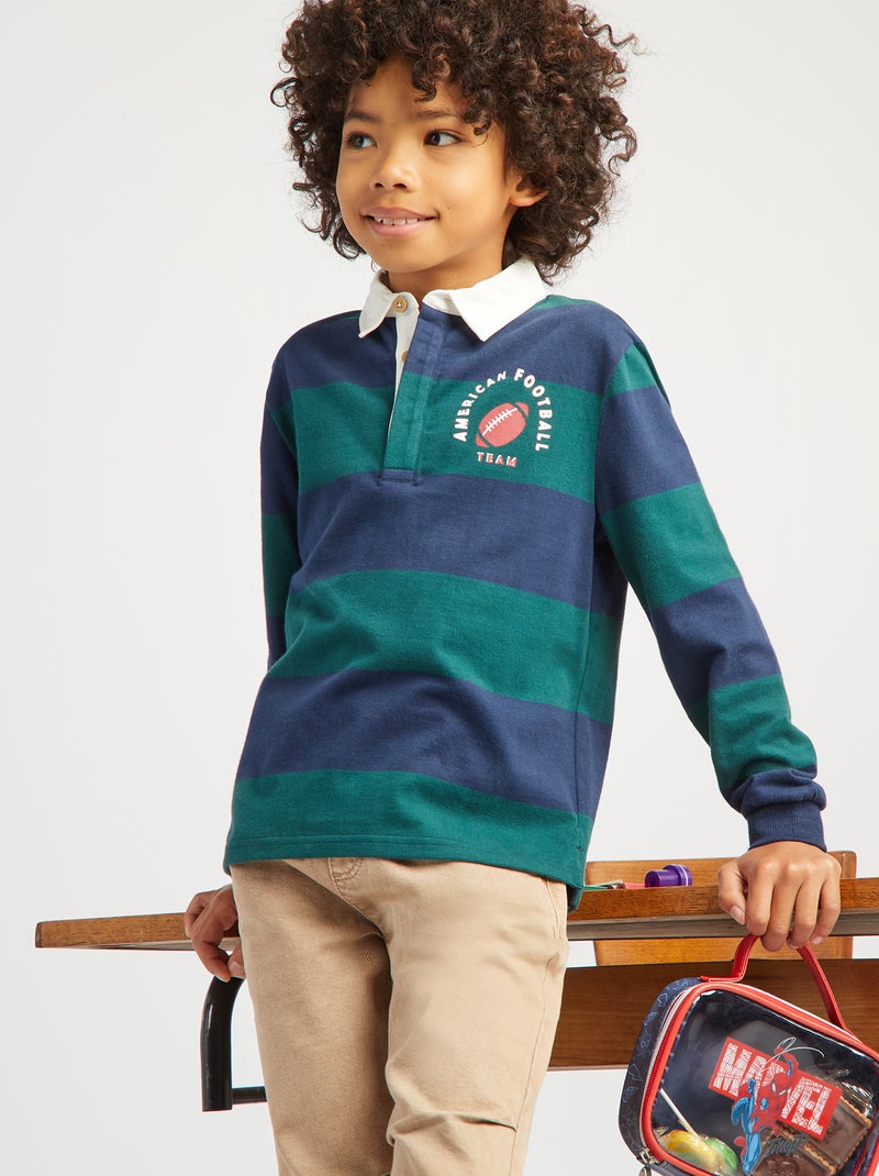 Polo em jersey de manga comprida VERDE - Kiabi