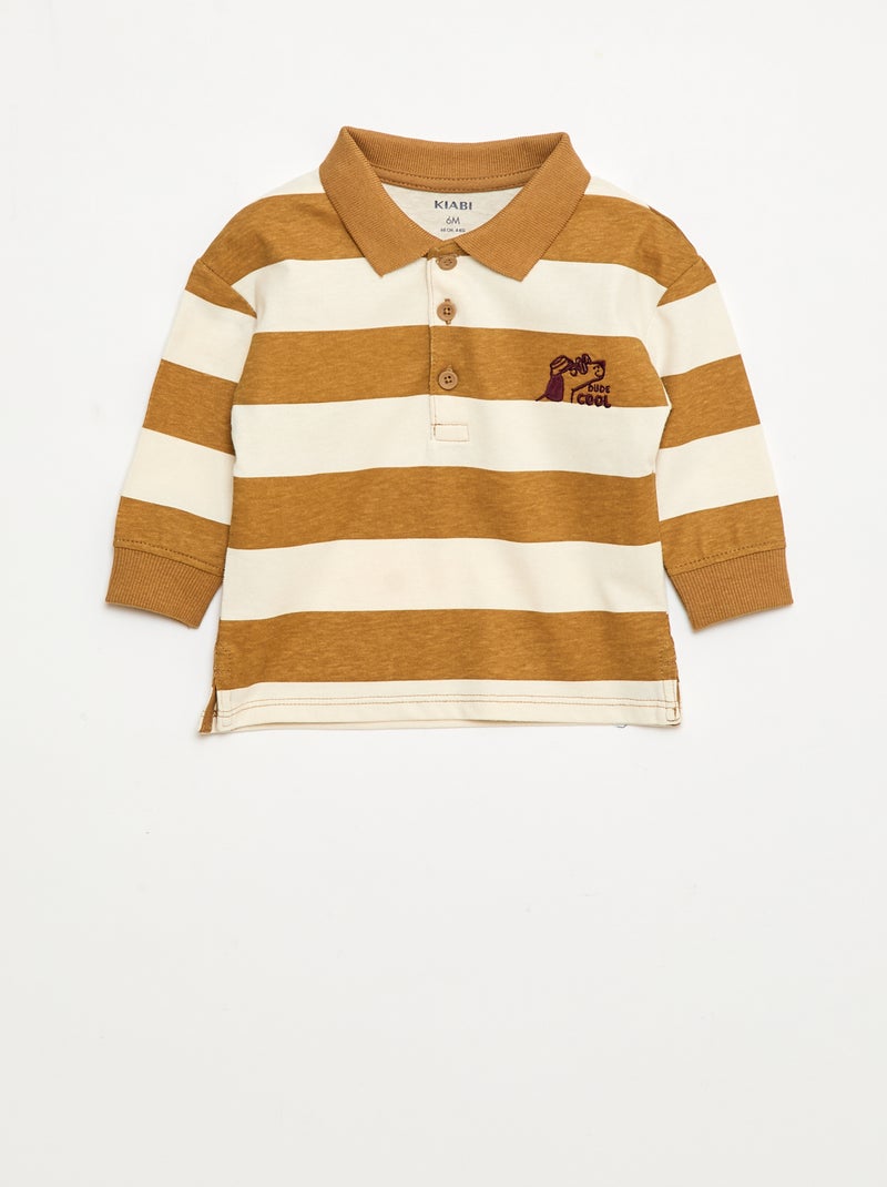 Polo em jersey de mangas compridas Branco - Kiabi