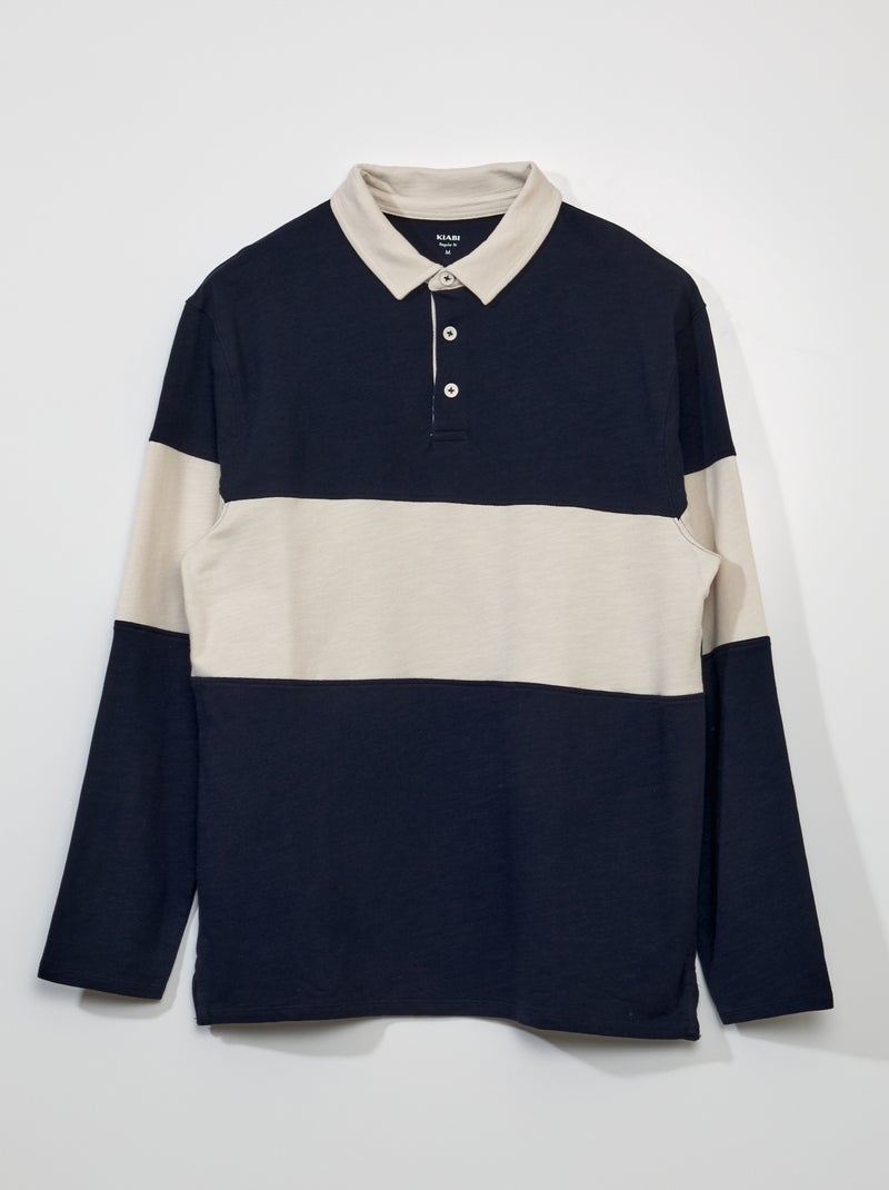 Polo em jersey tipo rugby Azul - Kiabi
