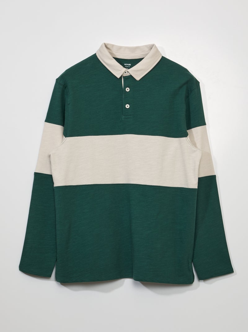Polo em jersey tipo rugby Verde - Kiabi