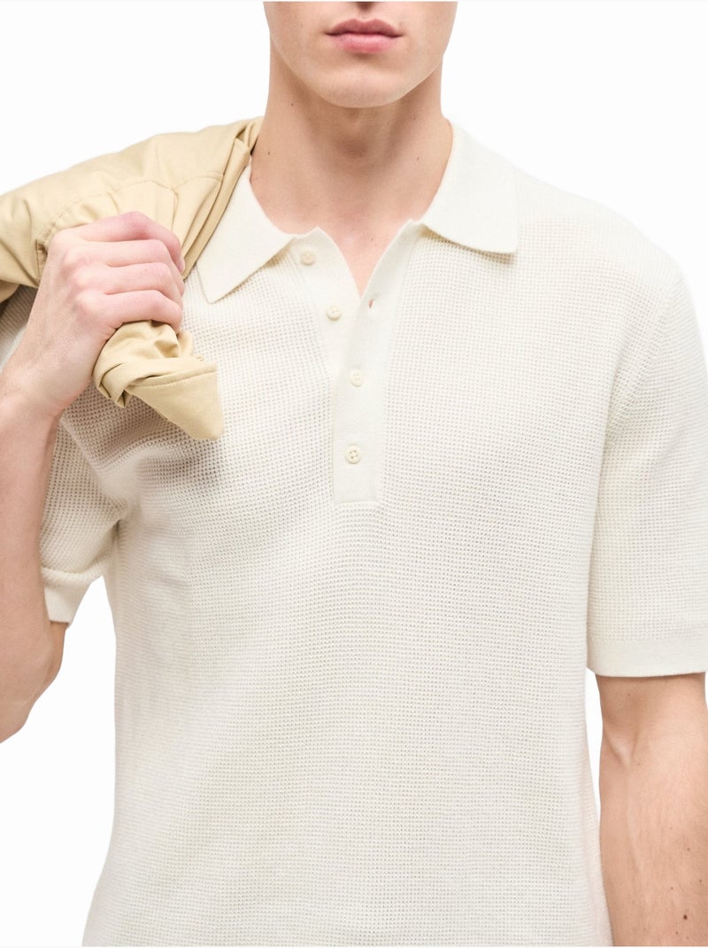 Polo em malha - Calvin Klein Branco sujo - Kiabi