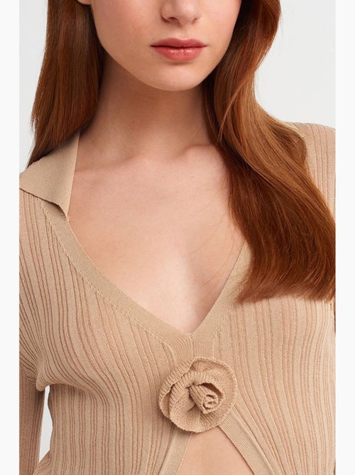 Polo em malha canelada ajustado dilvin - Kiabi