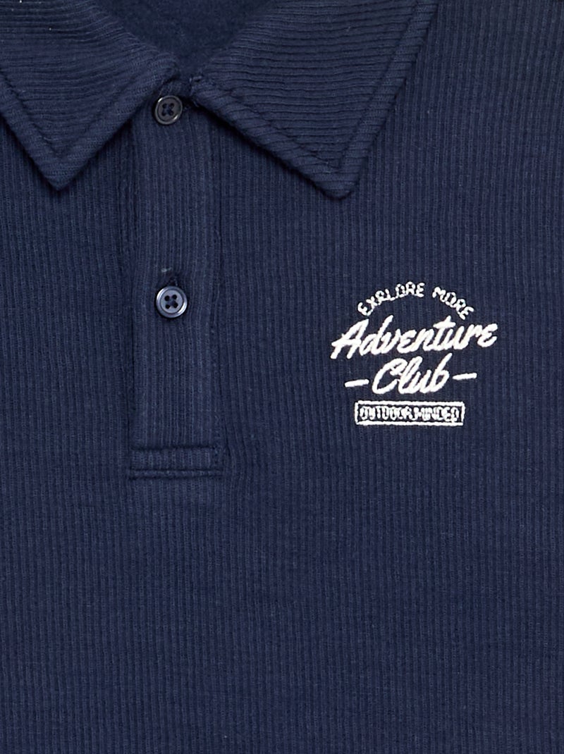 Polo em malha canelada Azul - Kiabi
