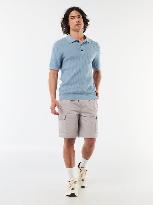 Polo em malha com efeito tricot - Kiabi