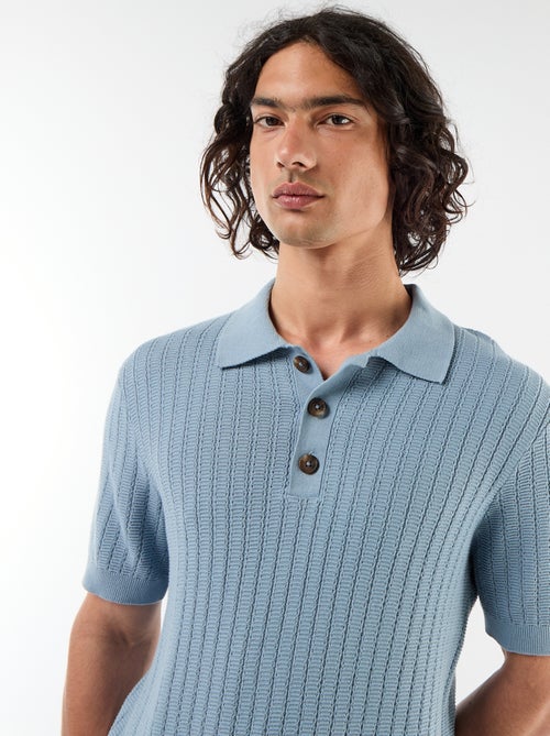Polo em malha com efeito tricot - Kiabi