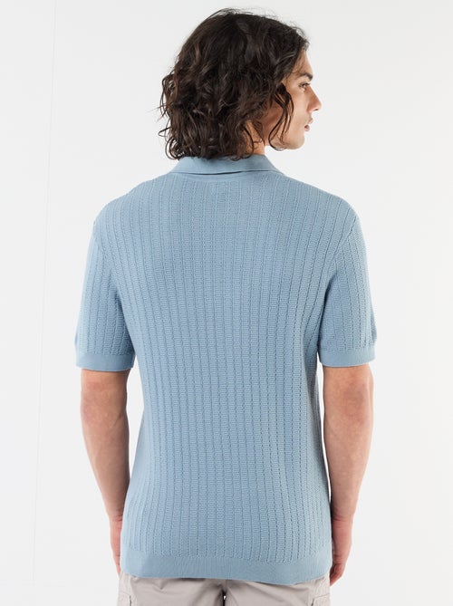 Polo em malha com efeito tricot - Kiabi
