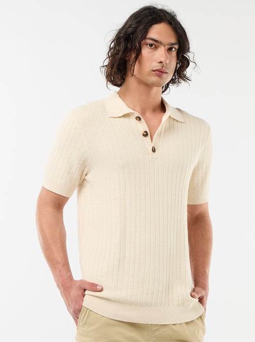 Polo em malha com efeito tricot - Kiabi