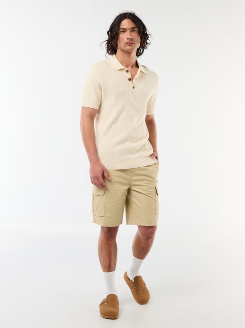 Polo em malha com efeito tricot - Kiabi