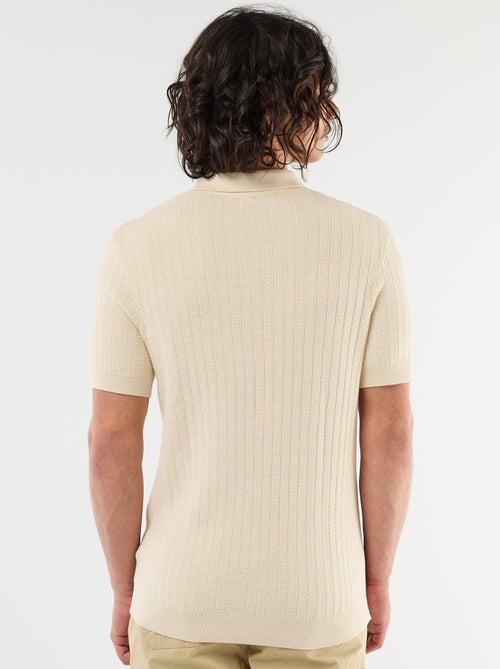 Polo em malha com efeito tricot - Kiabi