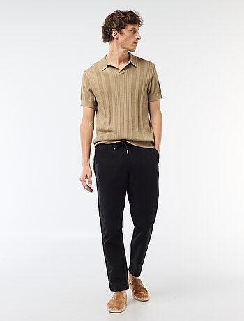Polo em malha com efeito tricot