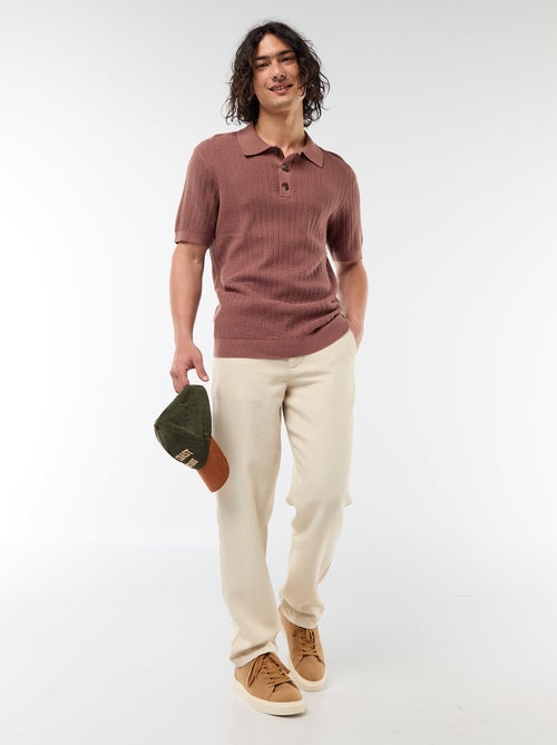 Polo em malha com efeito tricot - Kiabi