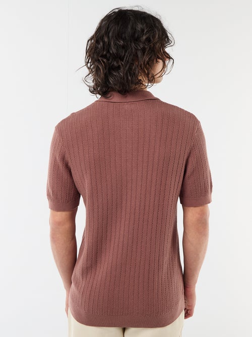 Polo em malha com efeito tricot - Kiabi