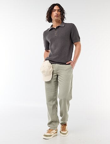 Polo em malha com efeito tricot