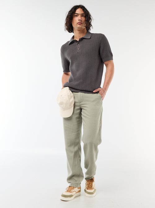 Polo em malha com efeito tricot - Kiabi