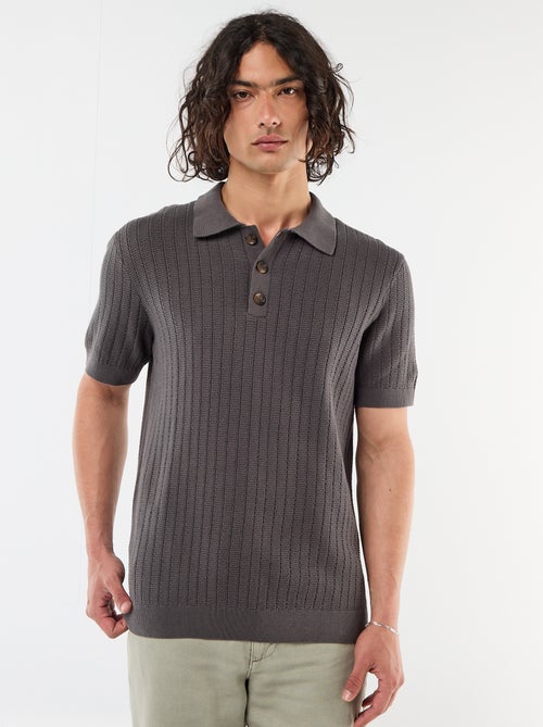 Polo em malha com efeito tricot - Kiabi