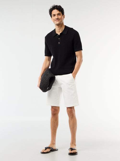Polo em malha com efeito tricot - Kiabi