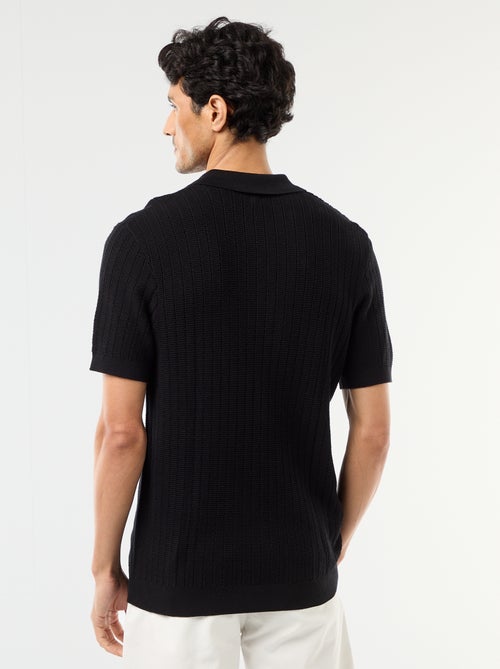 Polo em malha com efeito tricot - Kiabi