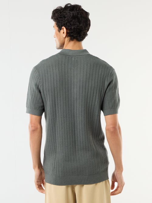 Polo em malha com efeito tricot - Kiabi