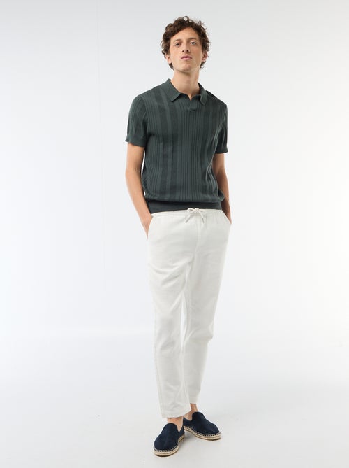 Polo em malha com efeito tricot - Kiabi