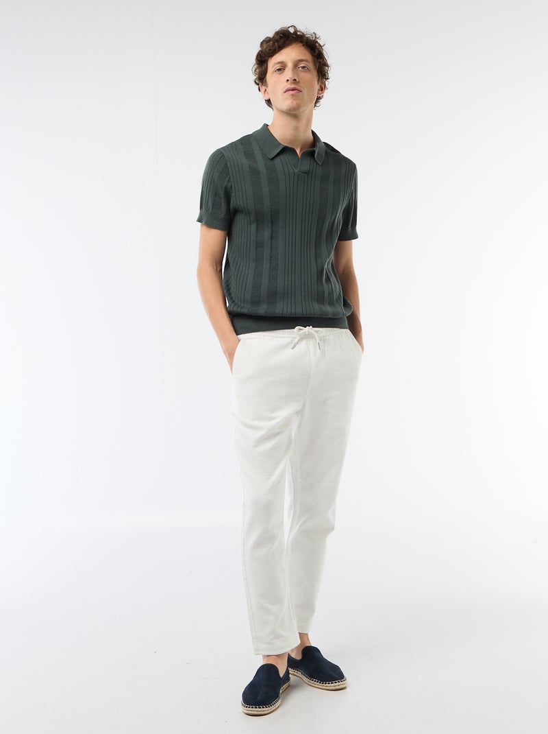 Polo em malha com efeito tricot Verde - Kiabi