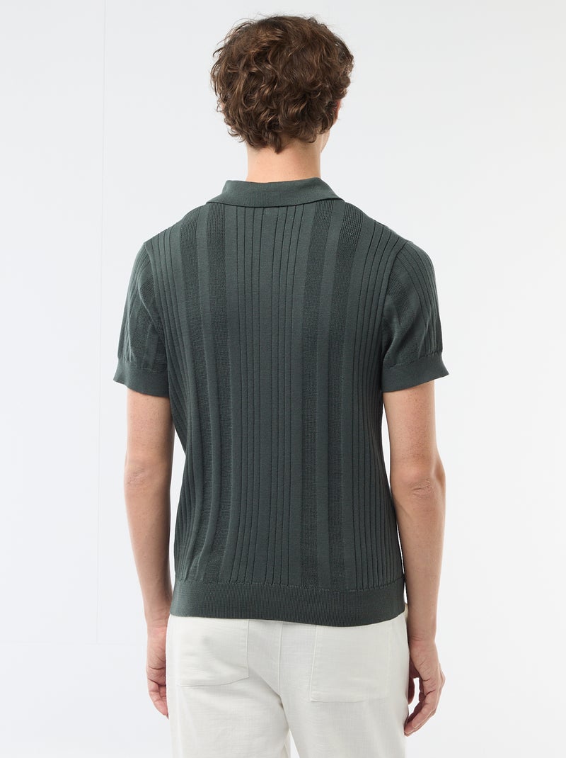 Polo em malha com efeito tricot Verde - Kiabi