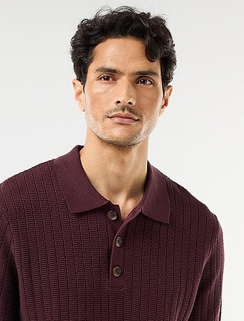 Polo em malha com efeito tricot