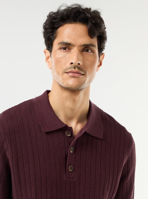 Polo em malha com efeito tricot - Kiabi