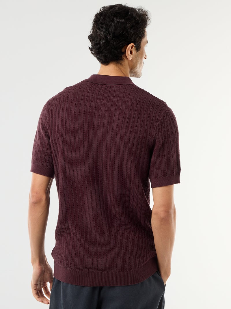 Polo em malha com efeito tricot Violeta - Kiabi