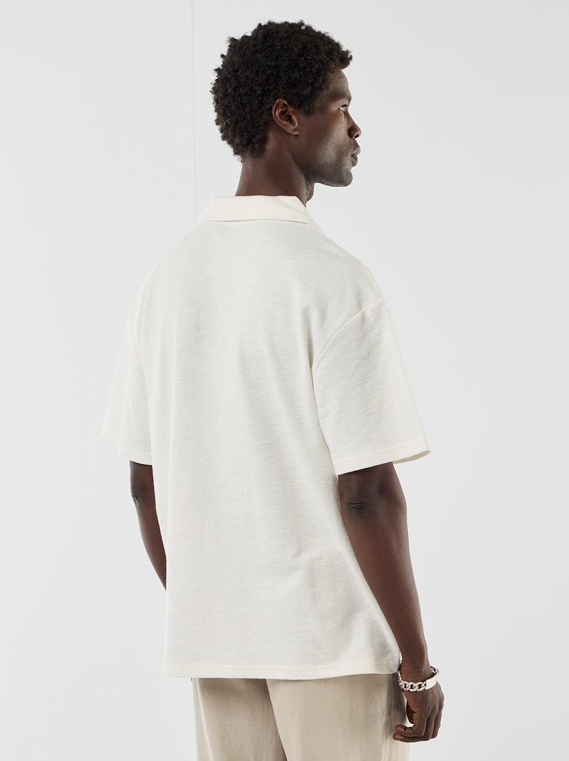 Polo em malha de manga curta Branco - Kiabi