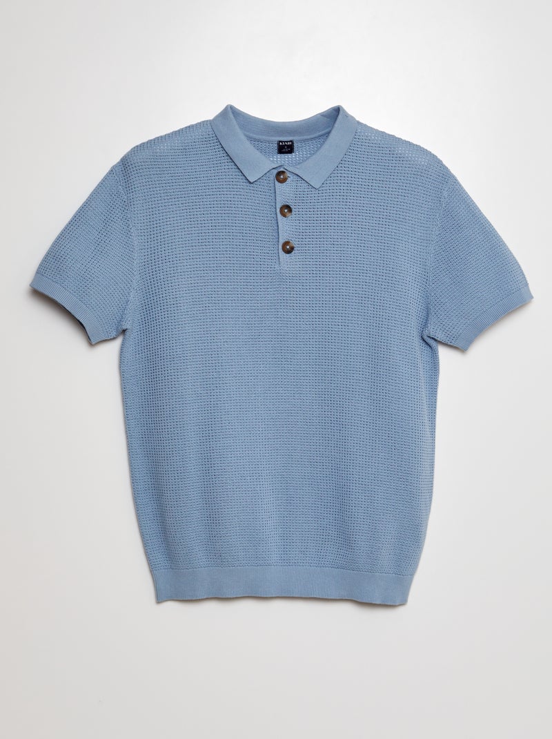 Polo em malha de tricô AZUL - Kiabi