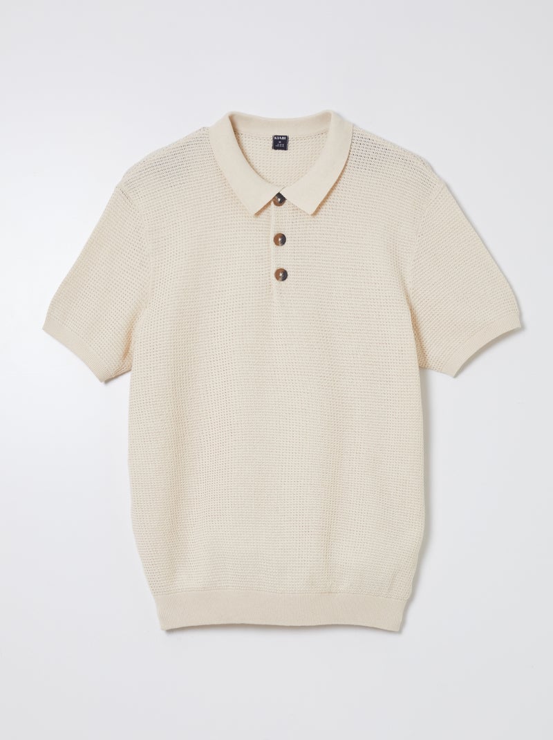 Polo em malha de tricô BRANCO - Kiabi