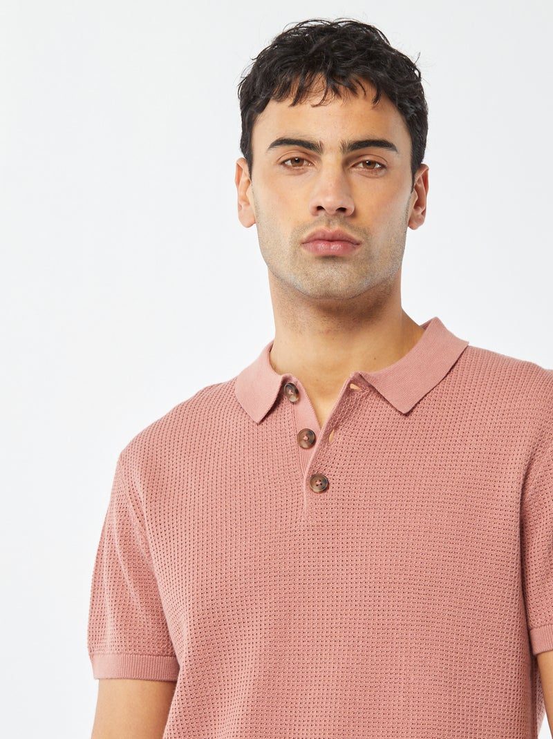 Polo em malha de tricô ROSA - Kiabi