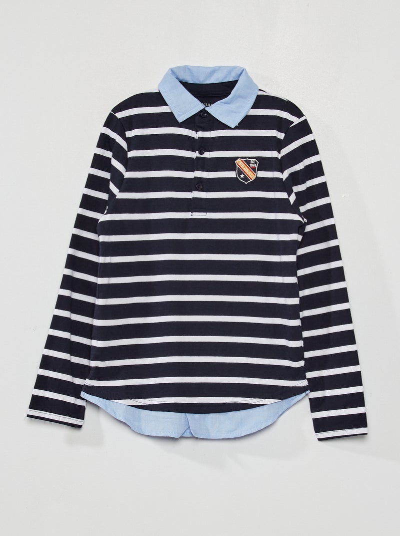 Polo em malha jersey com efeito 2 em 1 AZUL - Kiabi