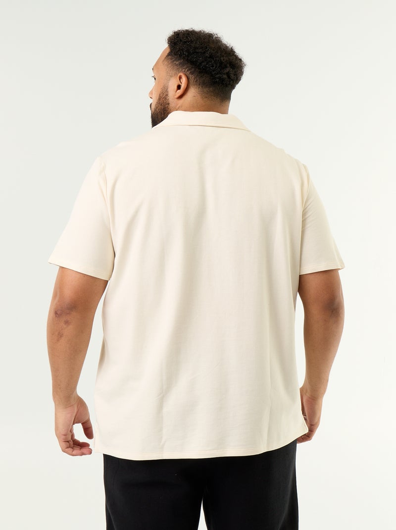 Polo em malha jersey de mangas curtas Branco - Kiabi