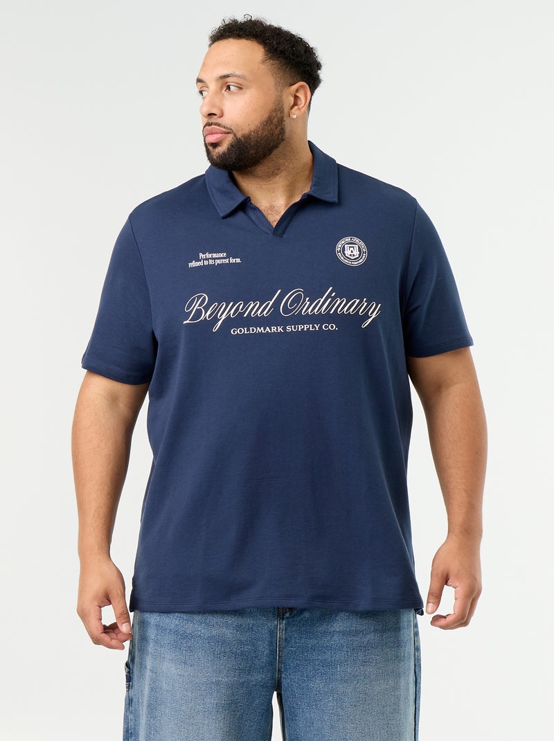 Polo em malha jersey de mangas curtas Preto - Kiabi
