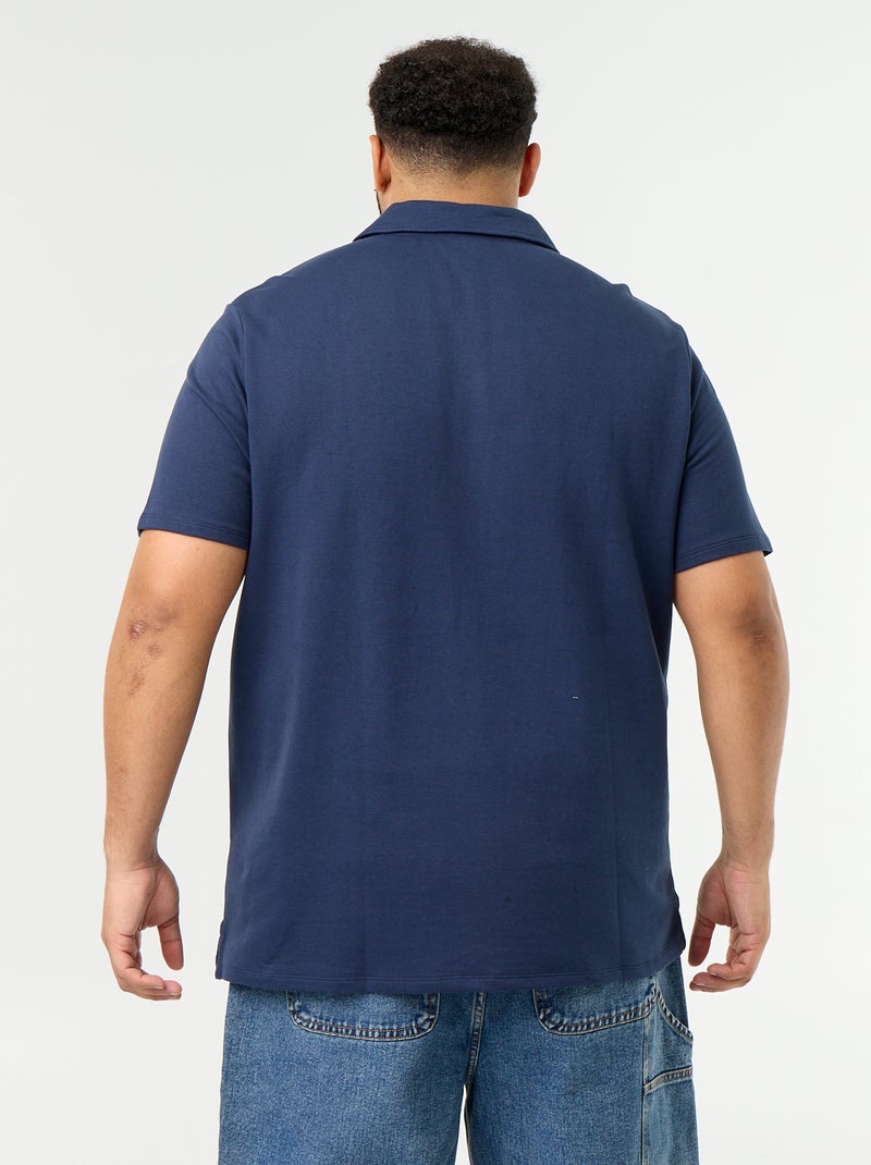 Polo em malha jersey de mangas curtas Preto - Kiabi