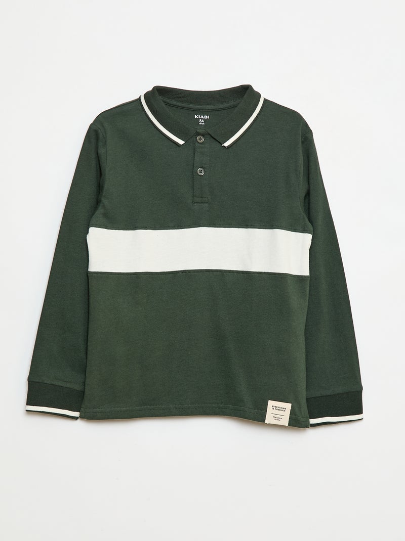 Polo em malha jersey estilo rugby Branco - Kiabi