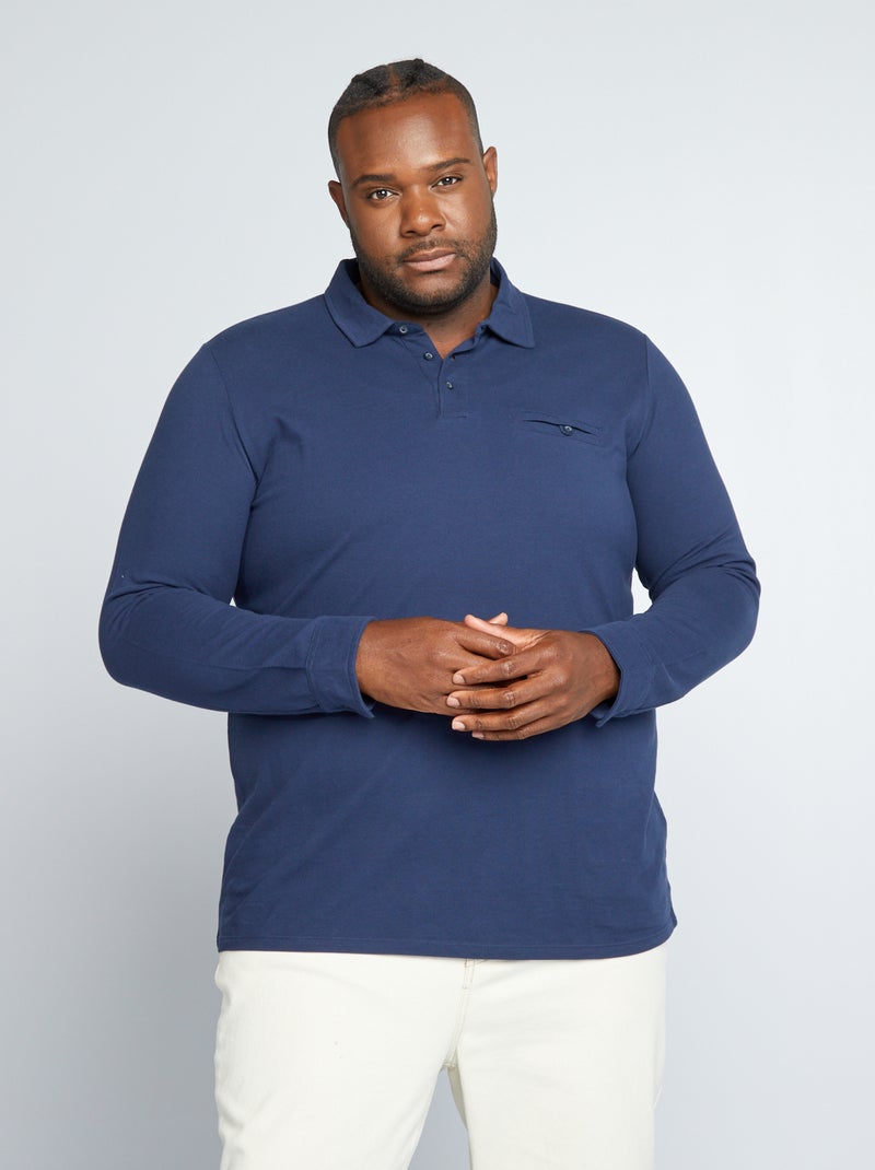 Polo em malha piqué Azul Preto - Kiabi