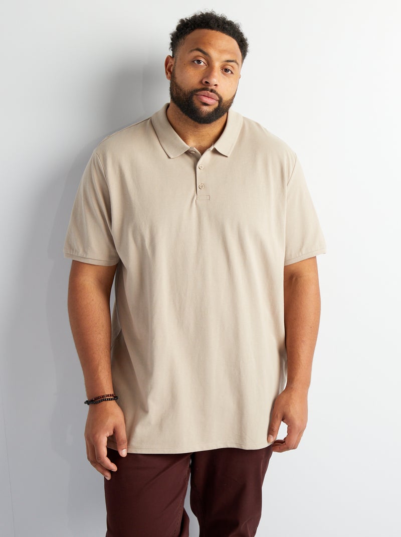 Polo em malha piqué bege - Kiabi